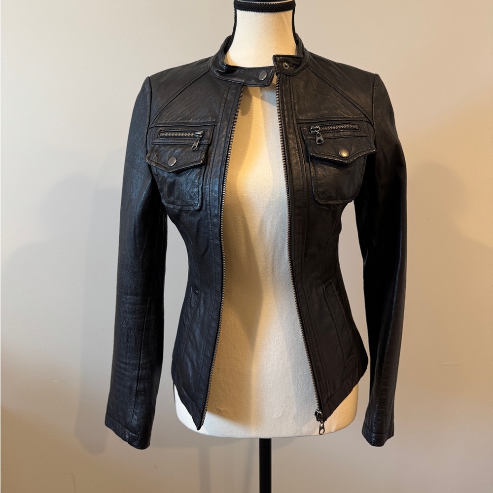 XXS Black Leather Jacket